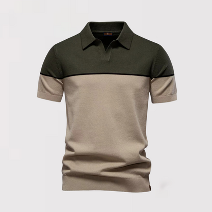 Jae-woo | 투톤 버튼 없는 폴로셔츠