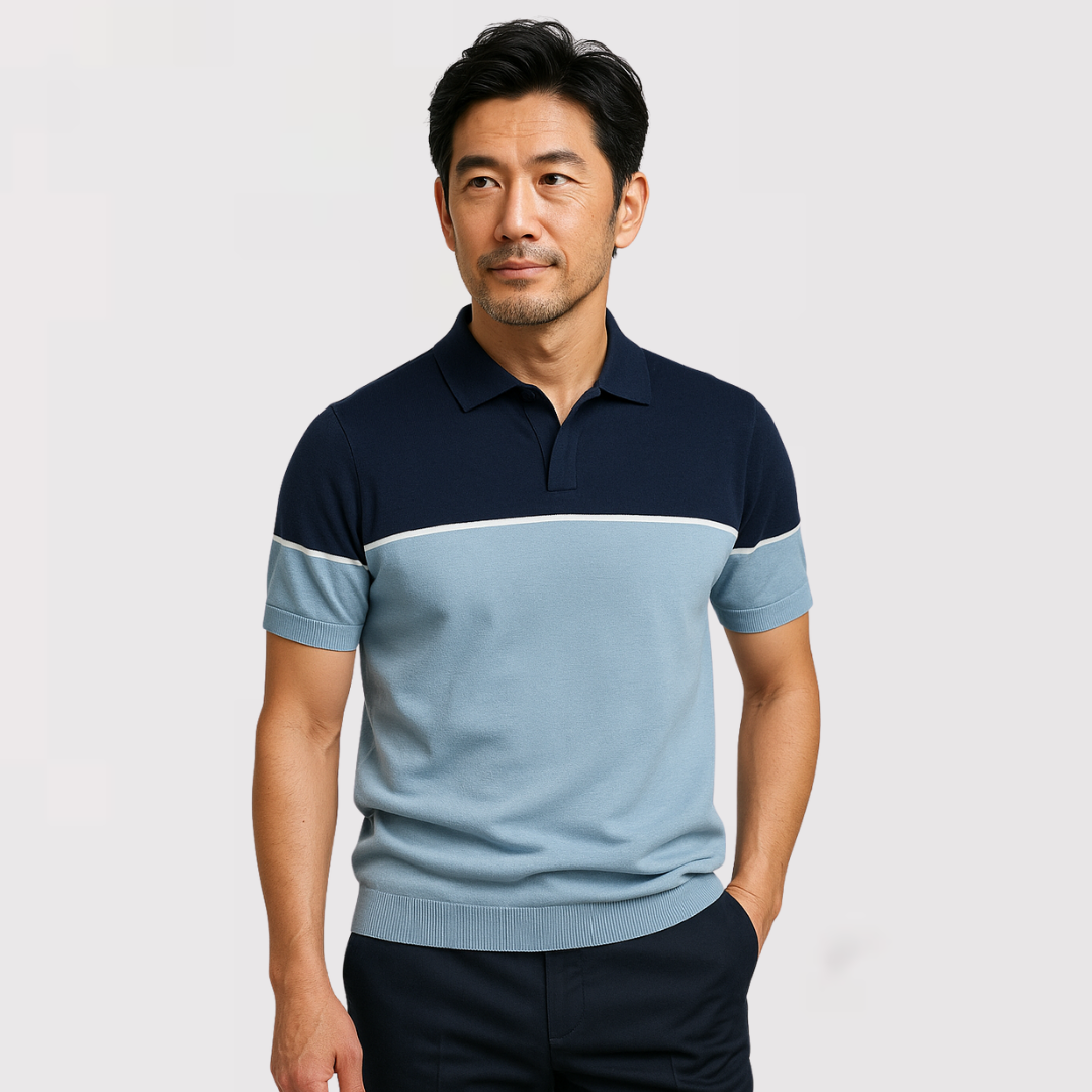 Jae-woo | 투톤 버튼 없는 폴로셔츠