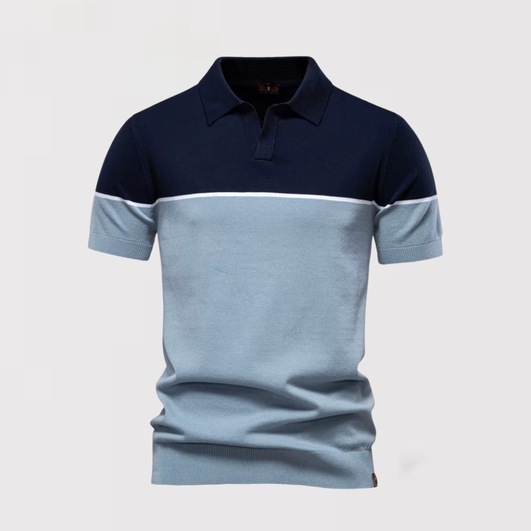 Jae-woo | 투톤 버튼 없는 폴로셔츠