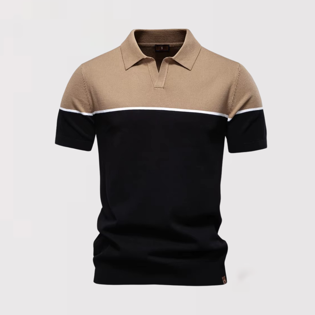 Jae-woo | 투톤 버튼 없는 폴로셔츠