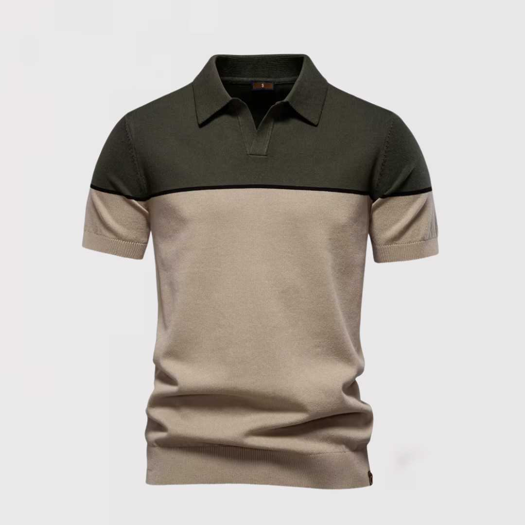 Jae-woo | 투톤 버튼 없는 폴로셔츠