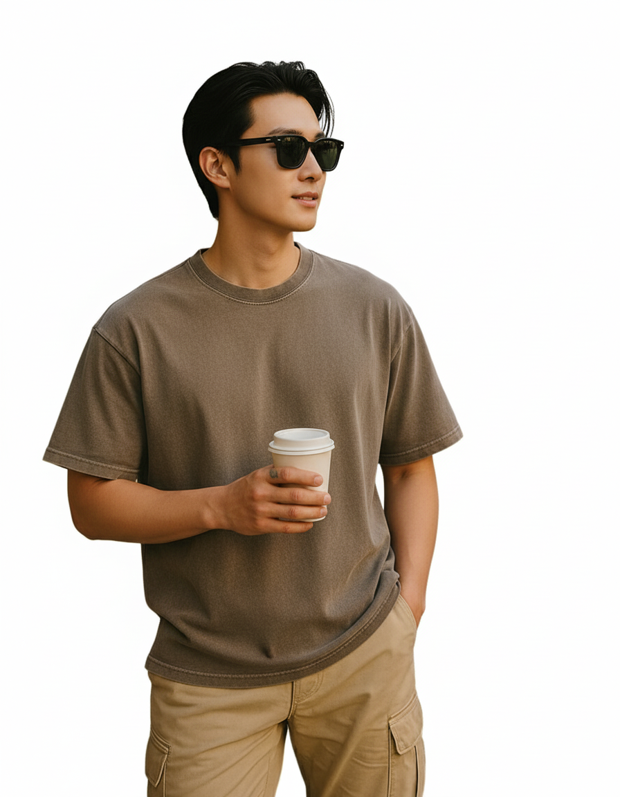 SEONGHAN | 캐주얼 코튼 오버사이즈 티 세트 - 3팩