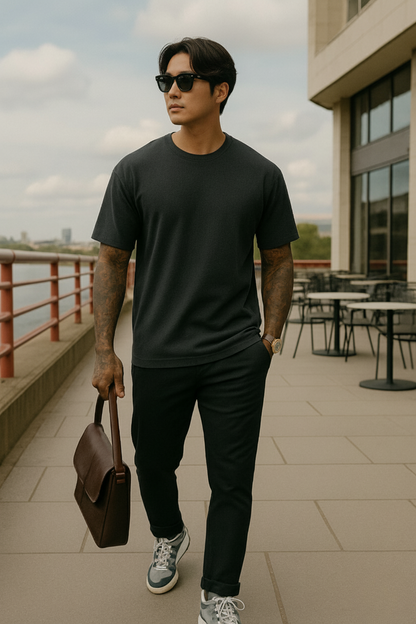 SEONGHAN | 캐주얼 코튼 오버사이즈 티 세트 - 3팩