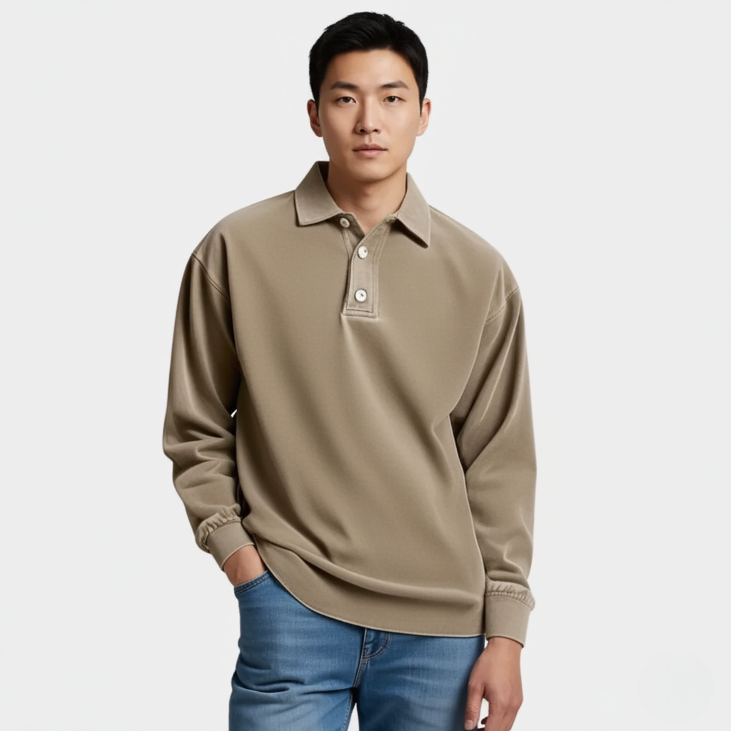 CHUNSEO | 빈티지 긴소매 폴로셔츠