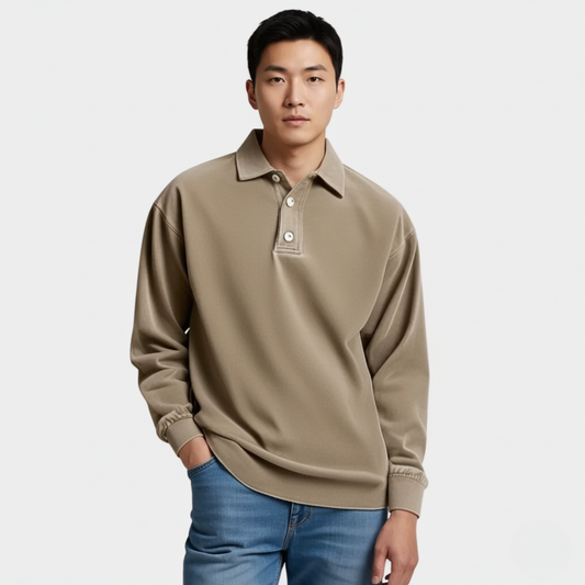 CHUNSEO | 빈티지 긴소매 폴로셔츠